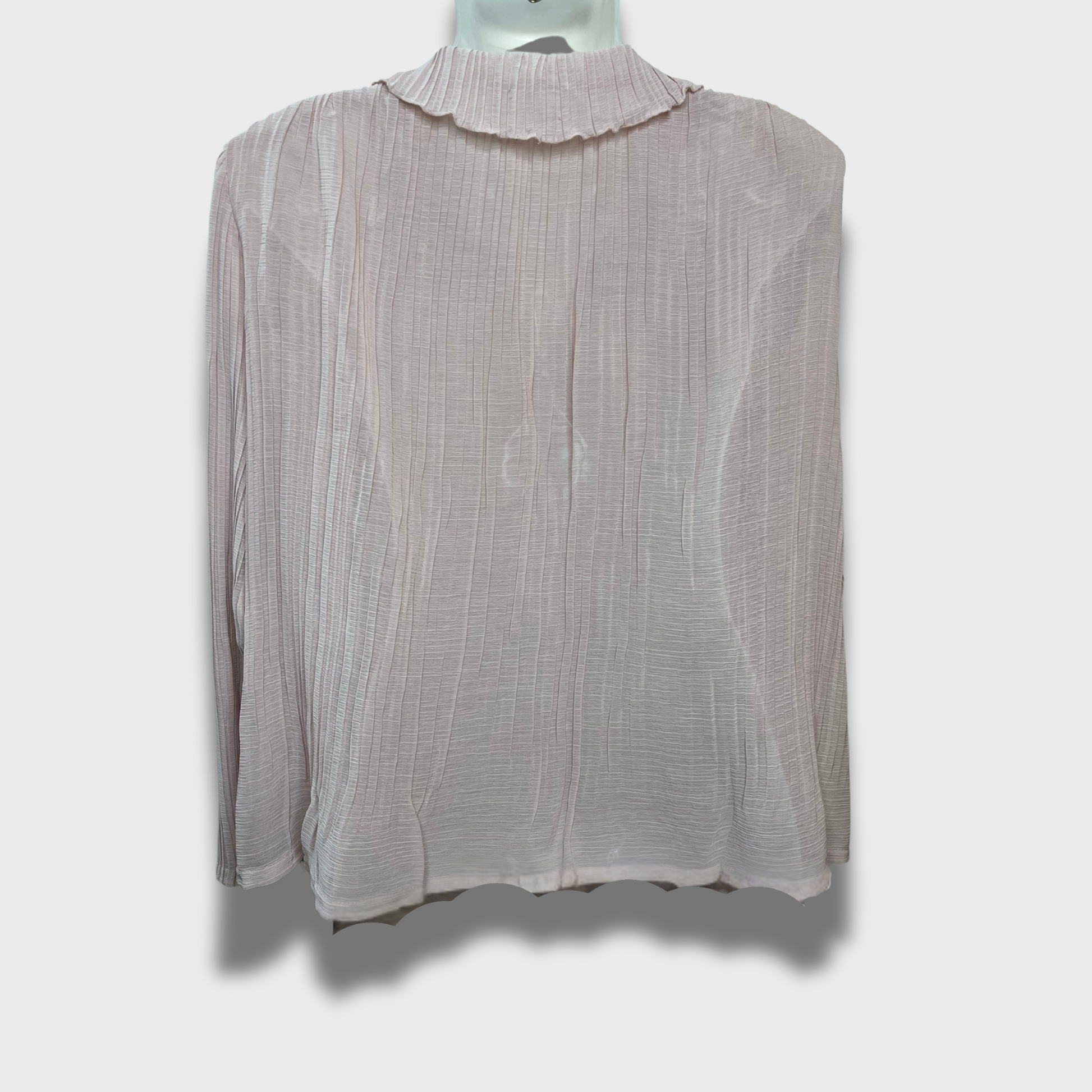 Women’s Fancy Pleated Georgette shirt – Nude Pink, Front Open Sheer Elegance