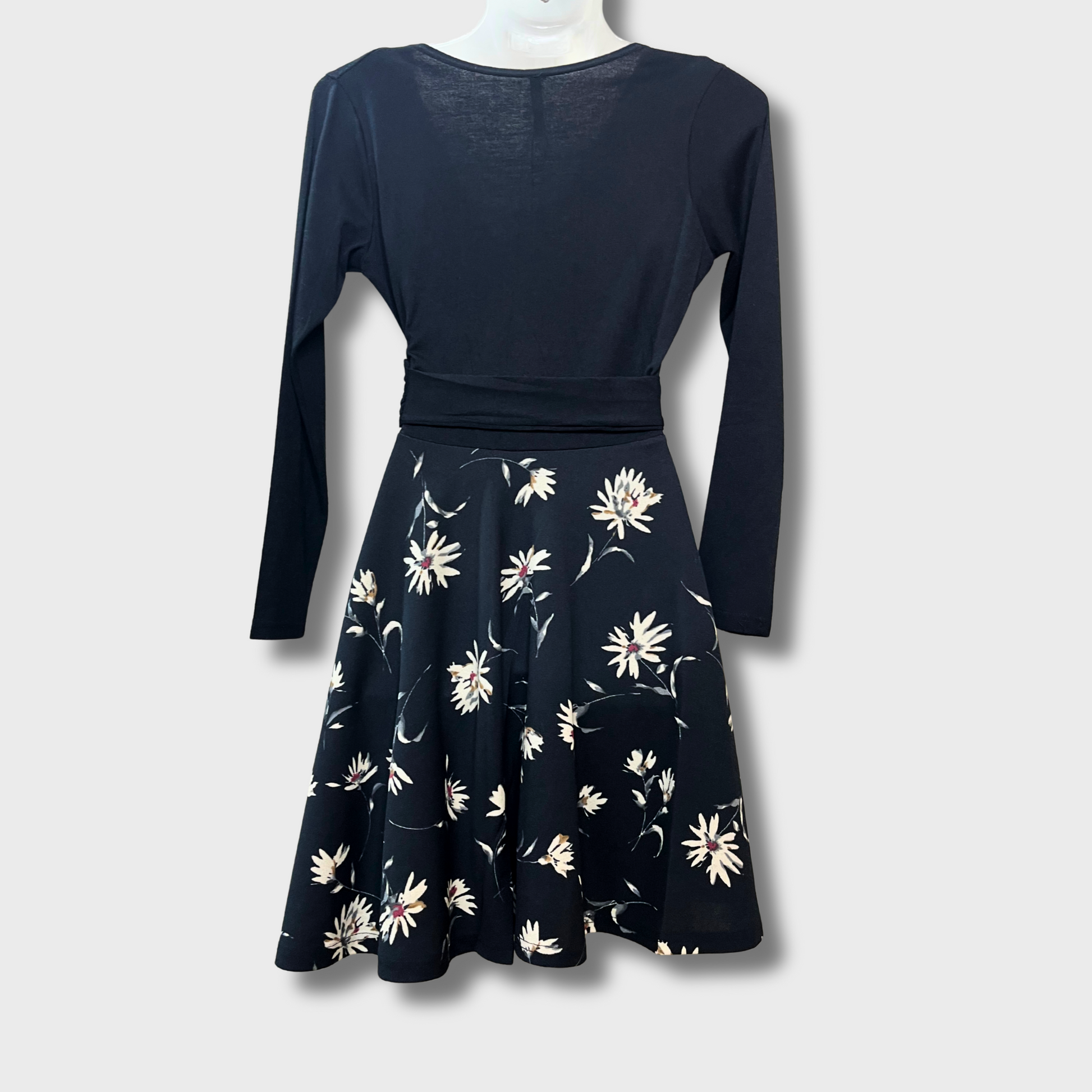 Women’s Floral Print Black Tie Dress – Casual & Chic | Size S by PUMPKIN