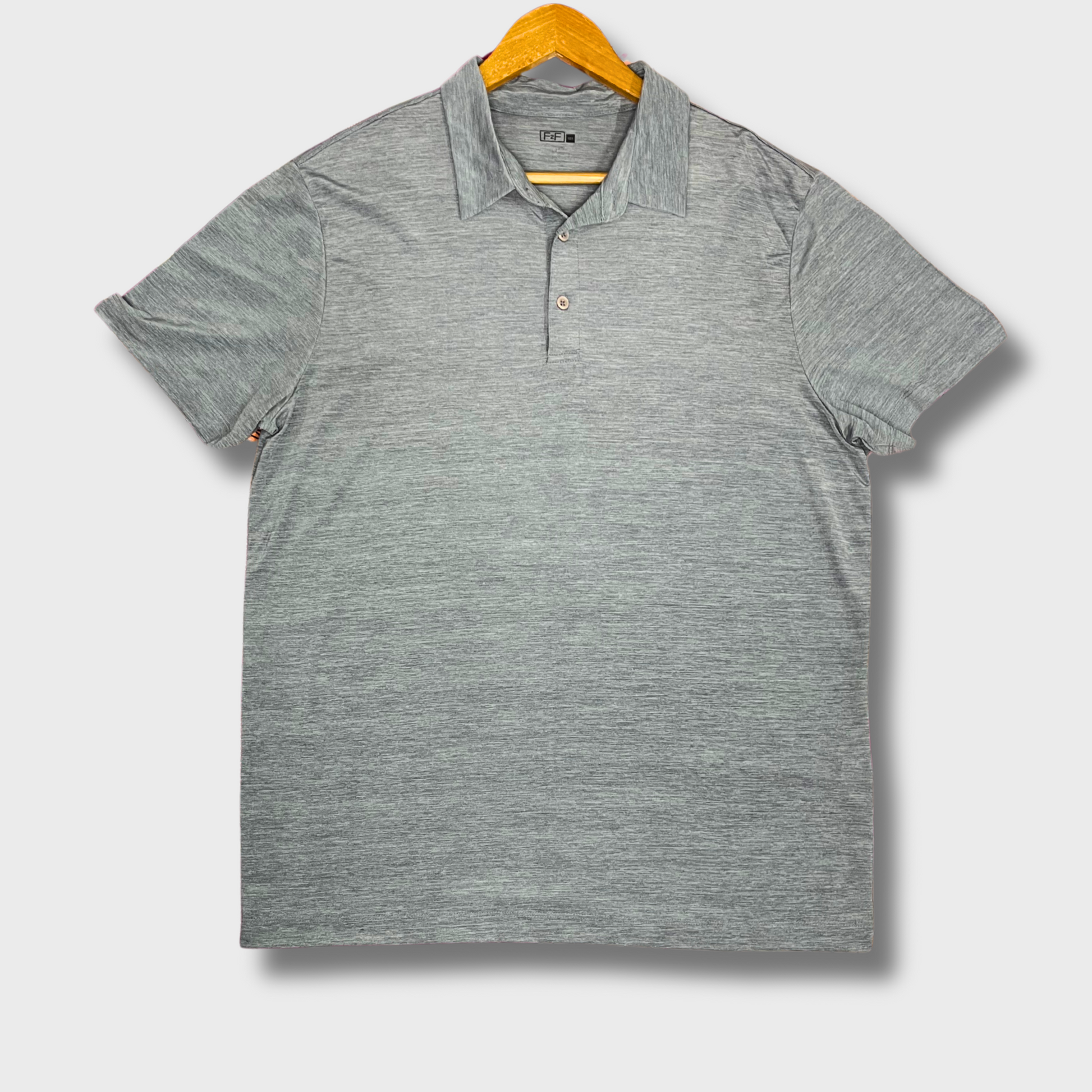 Men’s Casual Half-Sleeve T-Shirt – Grey | Size M | Collar Design | F2F Synthetic Comfort