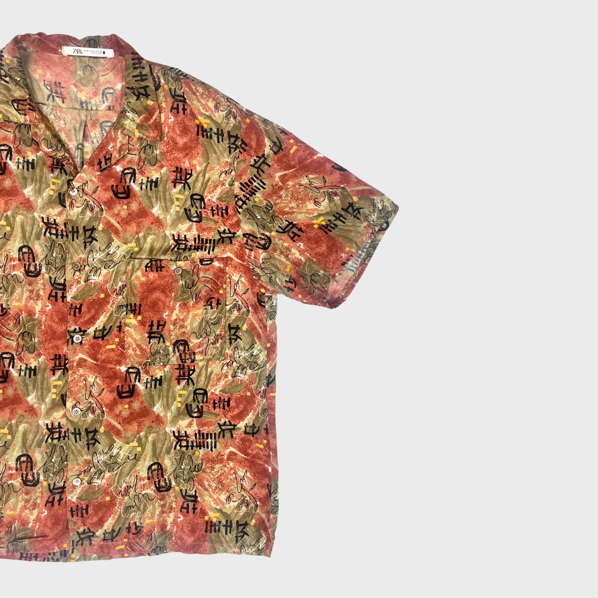 Men’s Multicoloured Casual Half-Sleeve Shirt – Size XXL | Zara® Stylish & Comfortable
