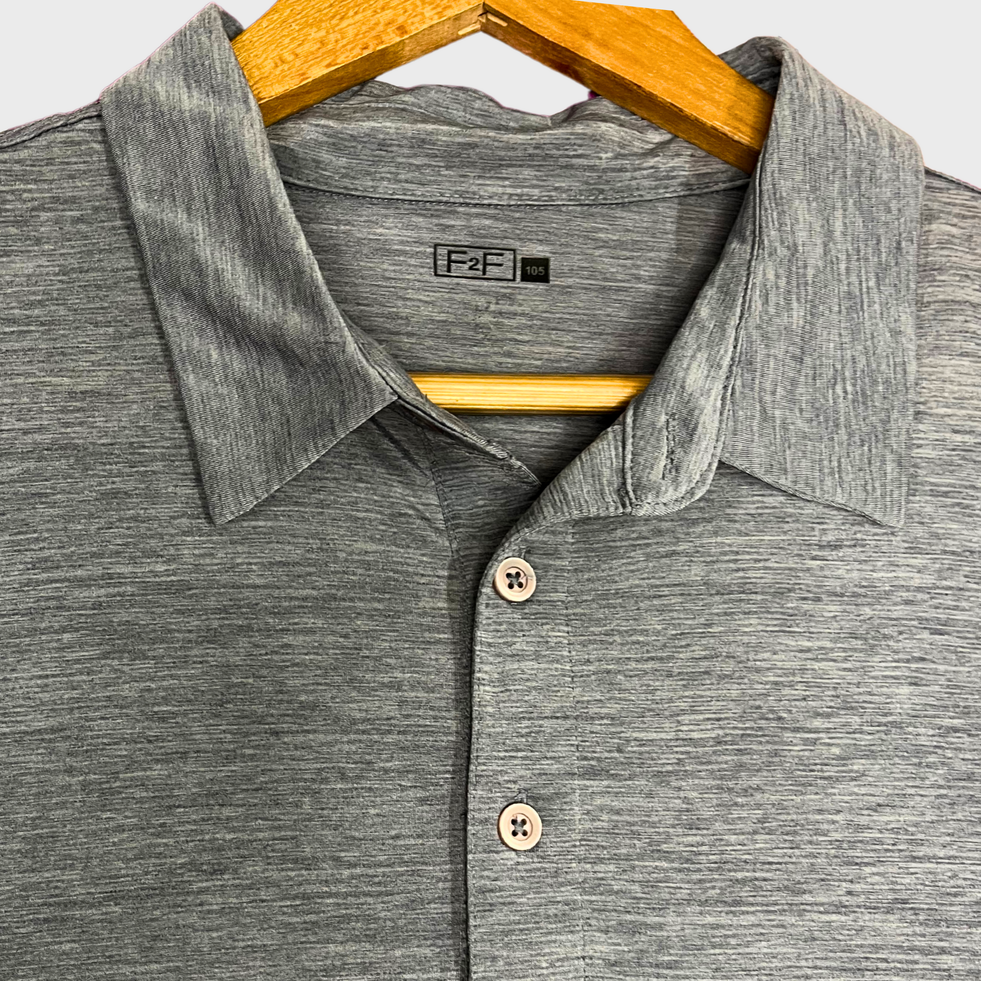Men’s Casual Half-Sleeve T-Shirt – Grey | Size M | Collar Design | F2F Synthetic Comfort