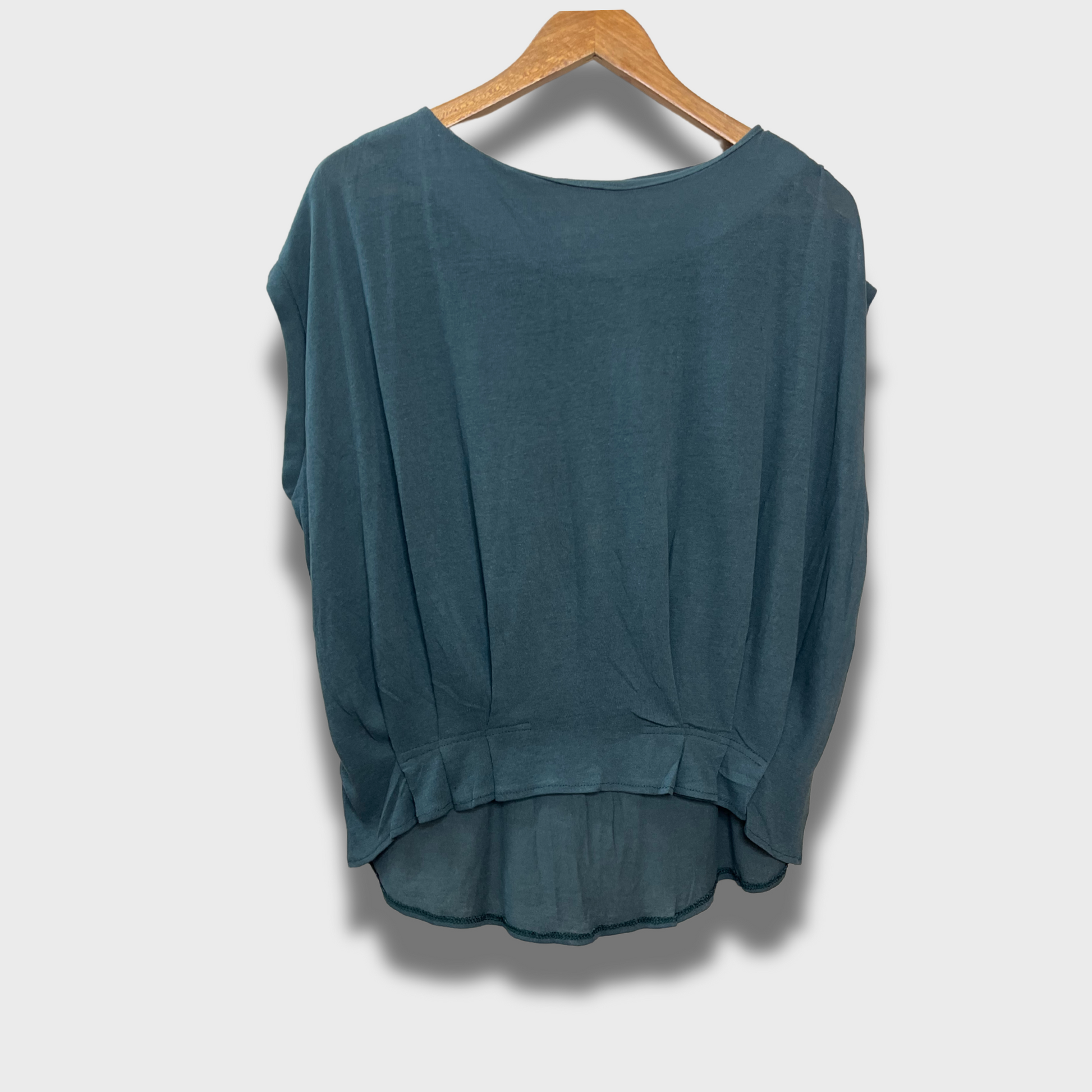 Women's turquoise Green Loose-Fit Top – Casual Pleat Detail | Size XL by Jigott