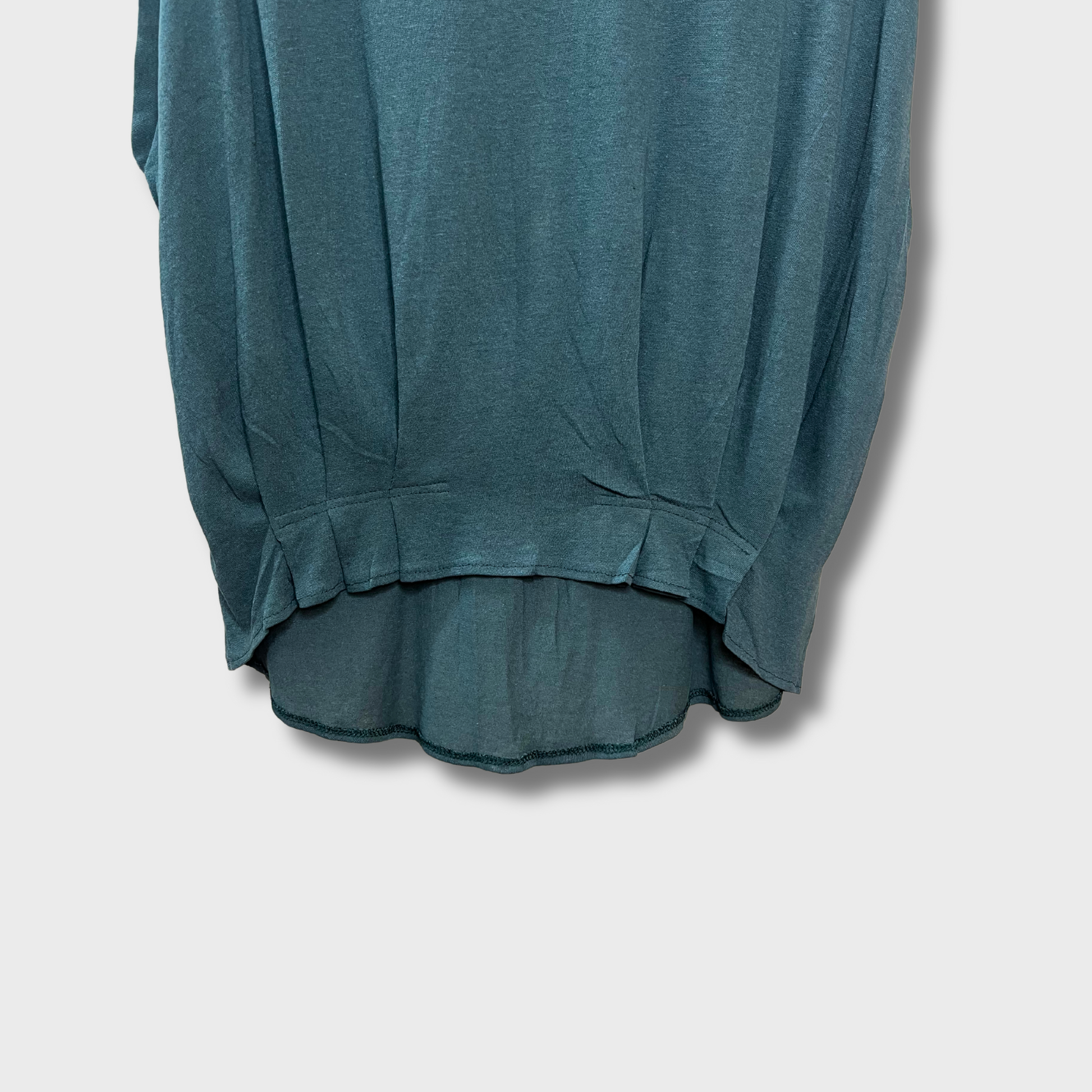 Women's turquoise Green Loose-Fit Top – Casual Pleat Detail | Size XL by Jigott