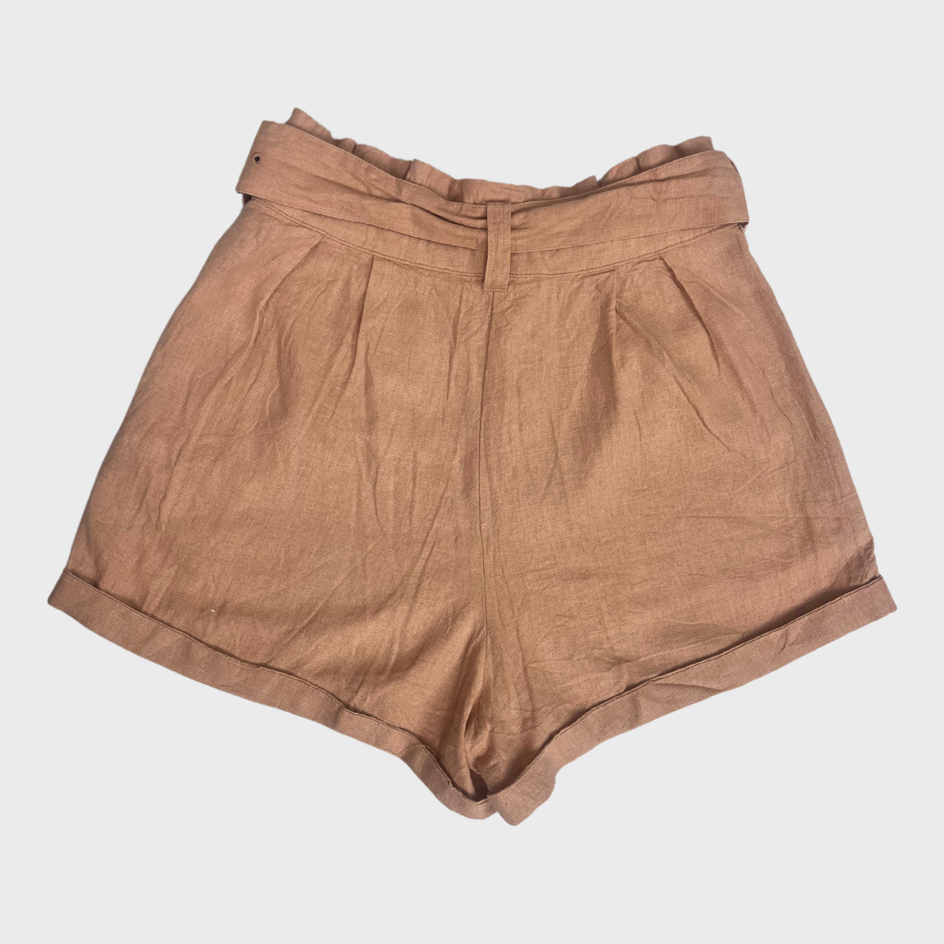 Women’s Stylish Nude Pink Shorts with Pockets & Belt – Size 28 Waist | Cotton Comfort by Glassons