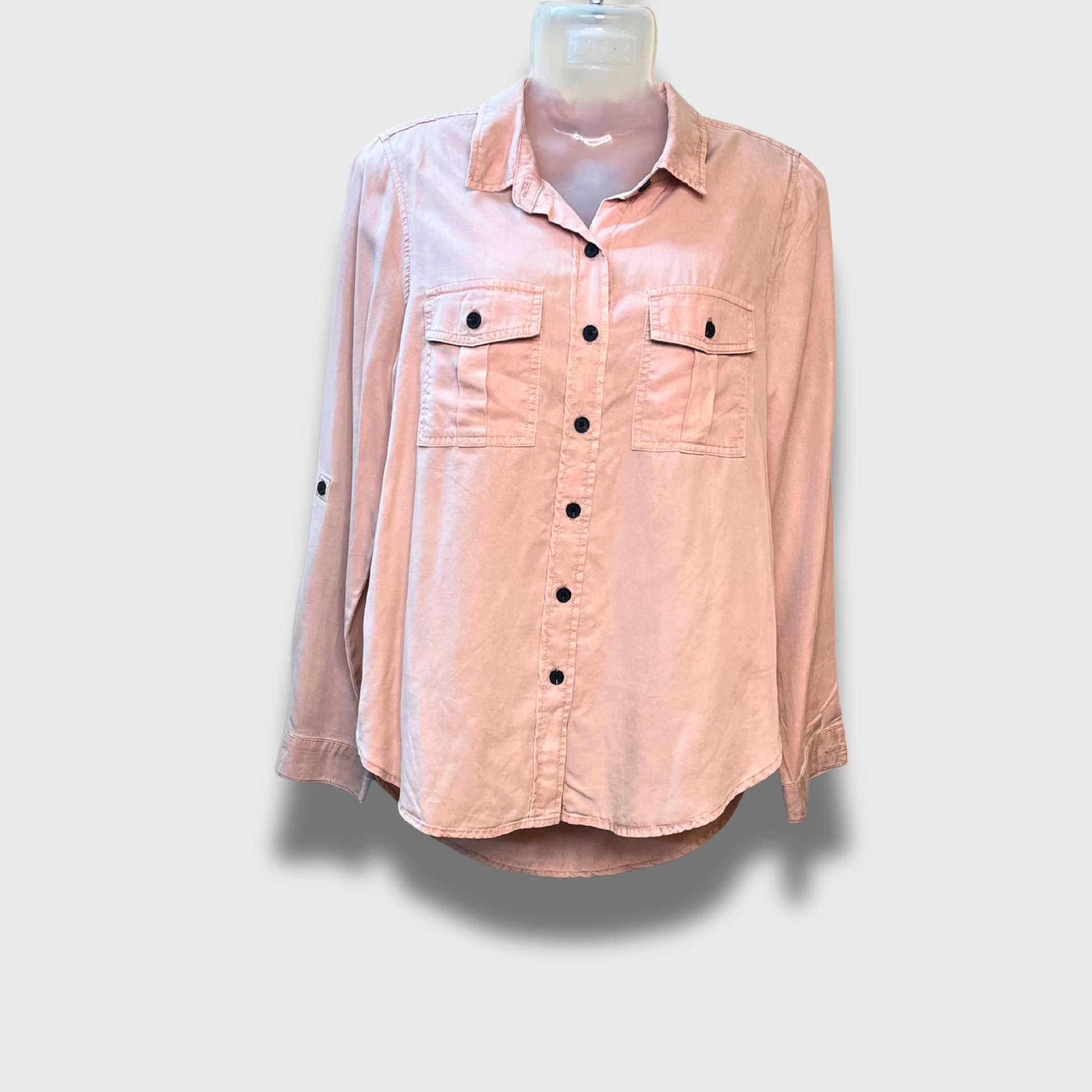 Women’s Dusty Rose Collared Shirt with Front Pockets | Knox Rose® XS – Effortless & Elegant