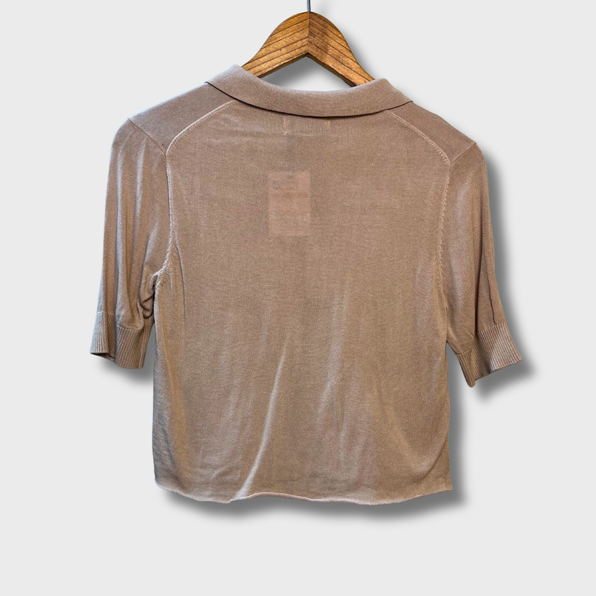 Women’s Beige Crop Polo T-Shirt – Size S | POLHAN Classic & Chic Style