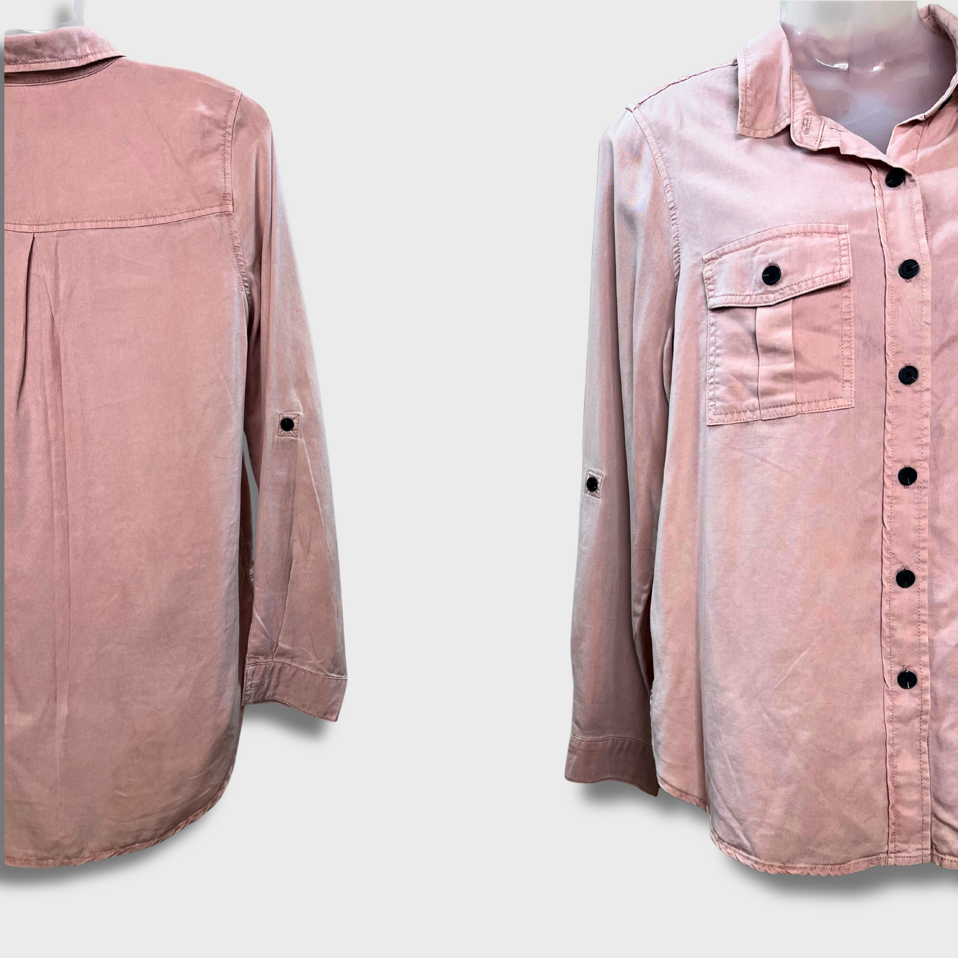 Women’s Dusty Rose Collared Shirt with Front Pockets | Knox Rose® XS – Effortless & Elegant