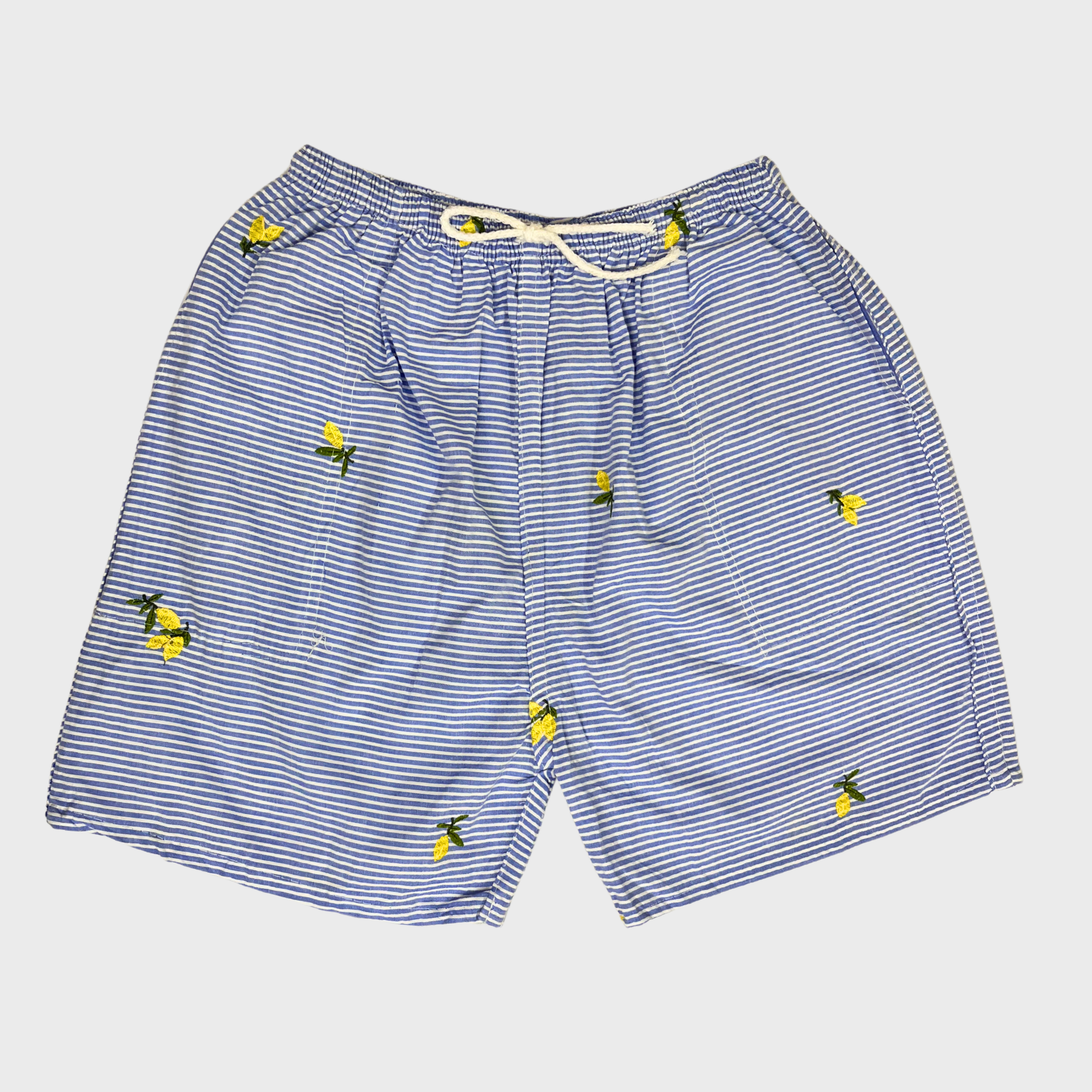 Women’s White & Blue Striped Cotton Shorts – Size M | Breathable & Stylish Summer Essential