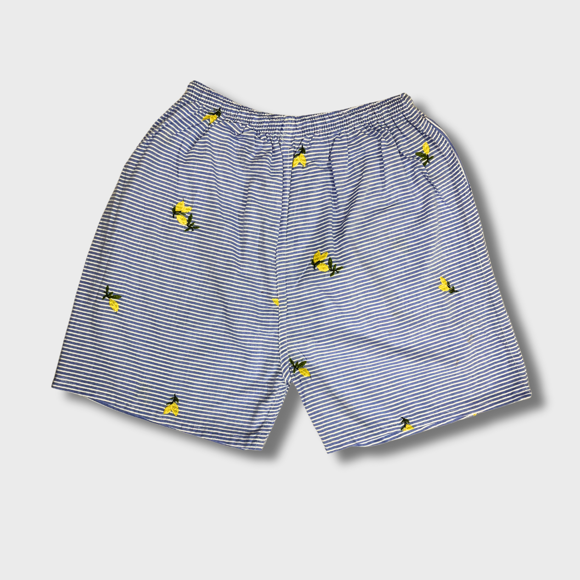 Women’s White & Blue Striped Cotton Shorts – Size M | Breathable & Stylish Summer Essential