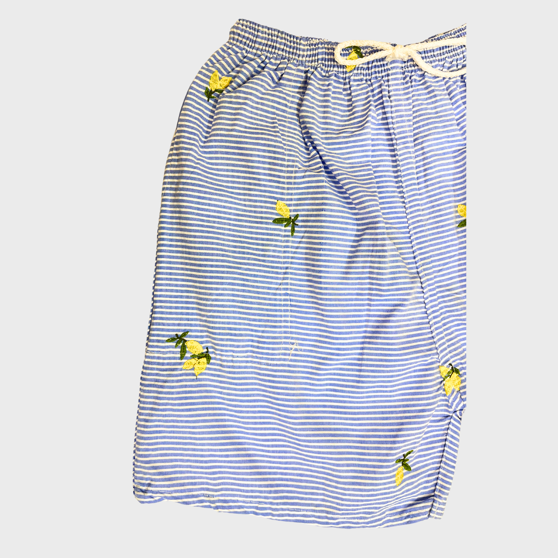 Women’s White & Blue Striped Cotton Shorts – Size M | Breathable & Stylish Summer Essential