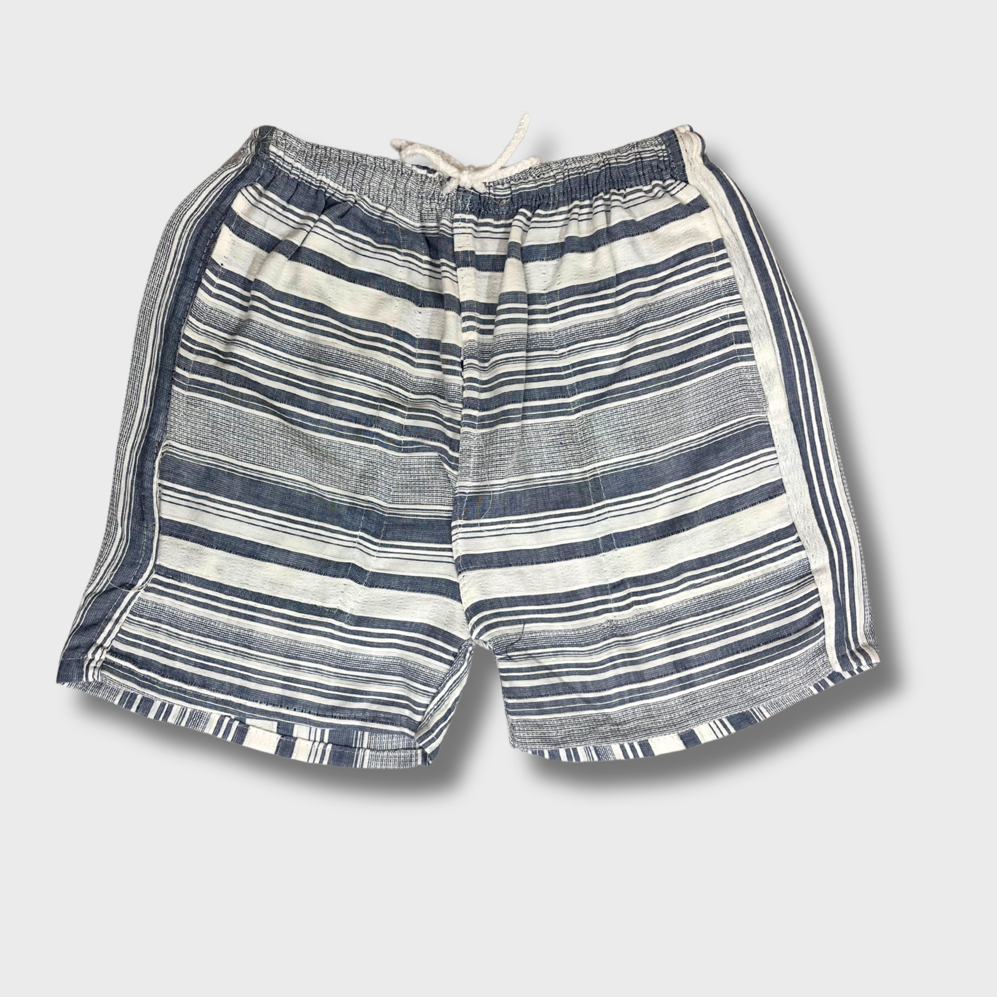 Women’s White & Grey Striped Cotton Shorts – Size S | Breathable & Stylish Summer Essential