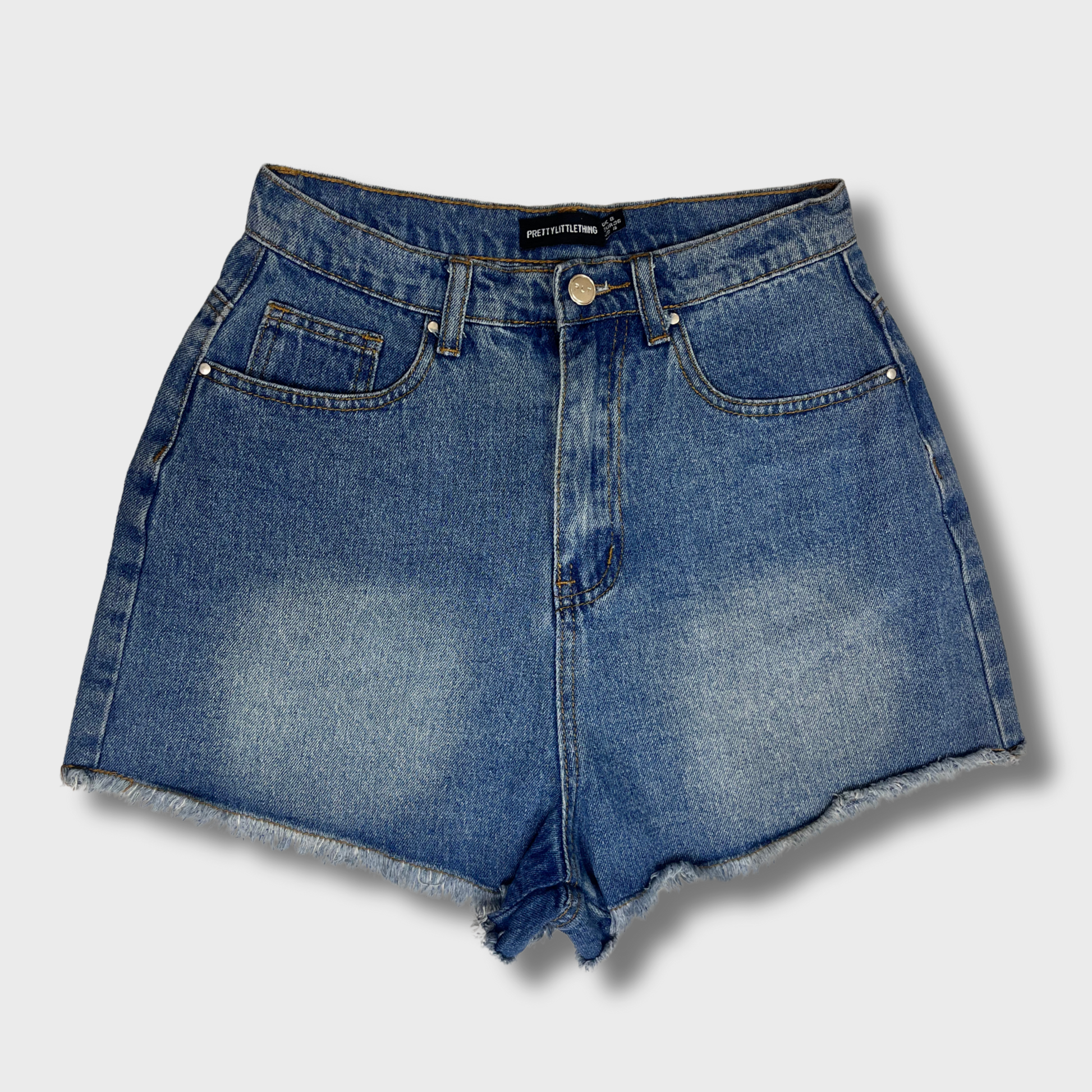 Women’s Ripped Blue Denim Shorts – Size 26 Waist | Distressed Style by Pretty Little Thing