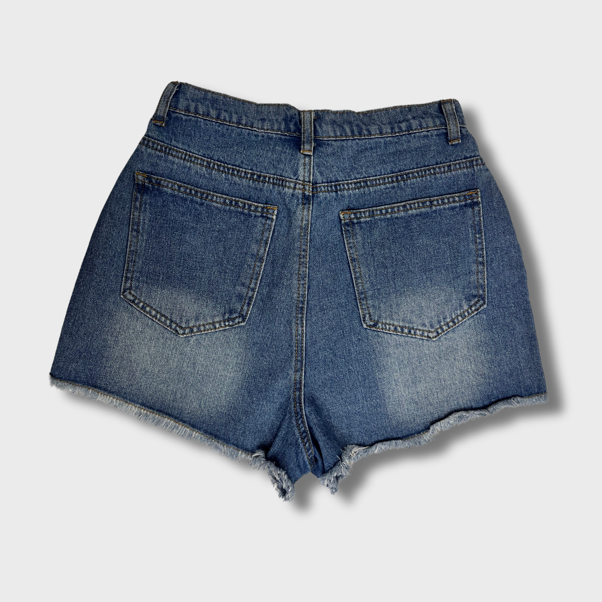 Women’s Ripped Blue Denim Shorts – Size 26 Waist | Distressed Style by Pretty Little Thing
