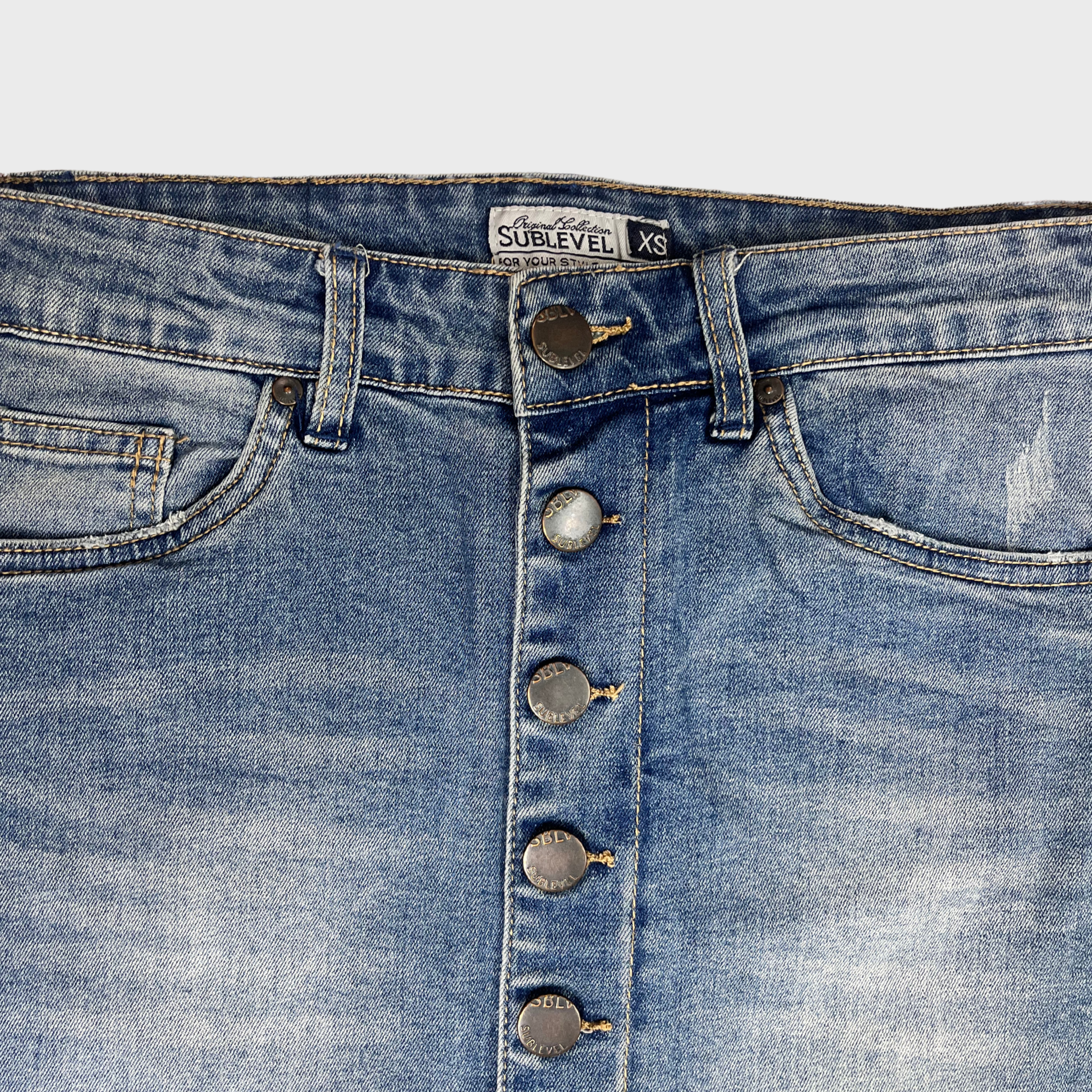 Women’s Blue Denim Skirt – Size 28 Waist | Sublevel® Stylish & Comfortable Fit