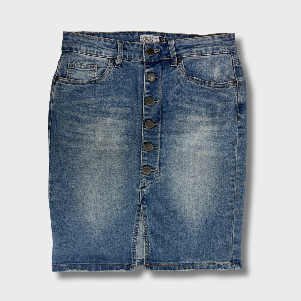 Women’s Blue Denim Skirt – Size 28 Waist | Sublevel® Stylish & Comfortable Fit