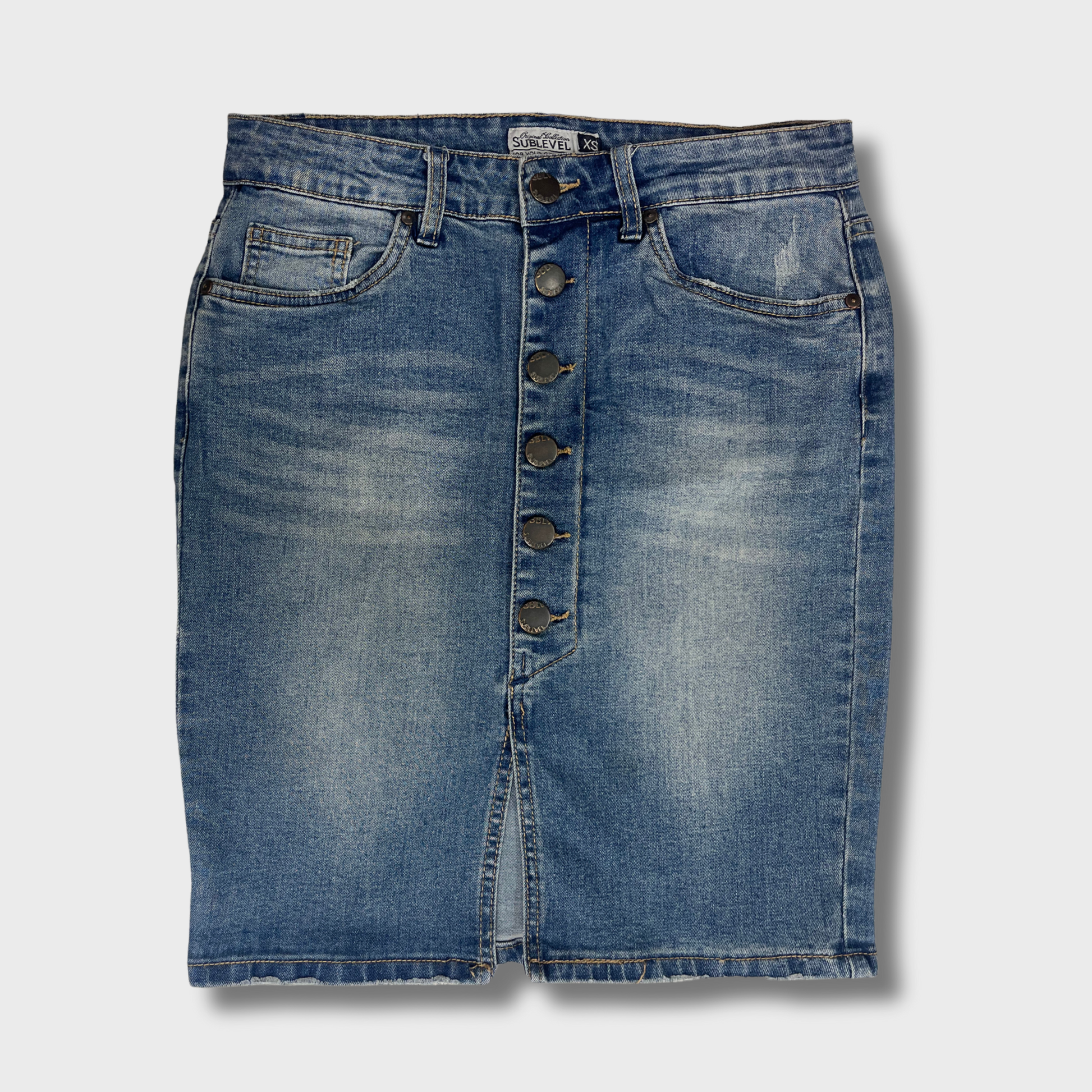 Women’s Blue Denim Skirt – Size 28 Waist | Sublevel® Stylish & Comfortable Fit