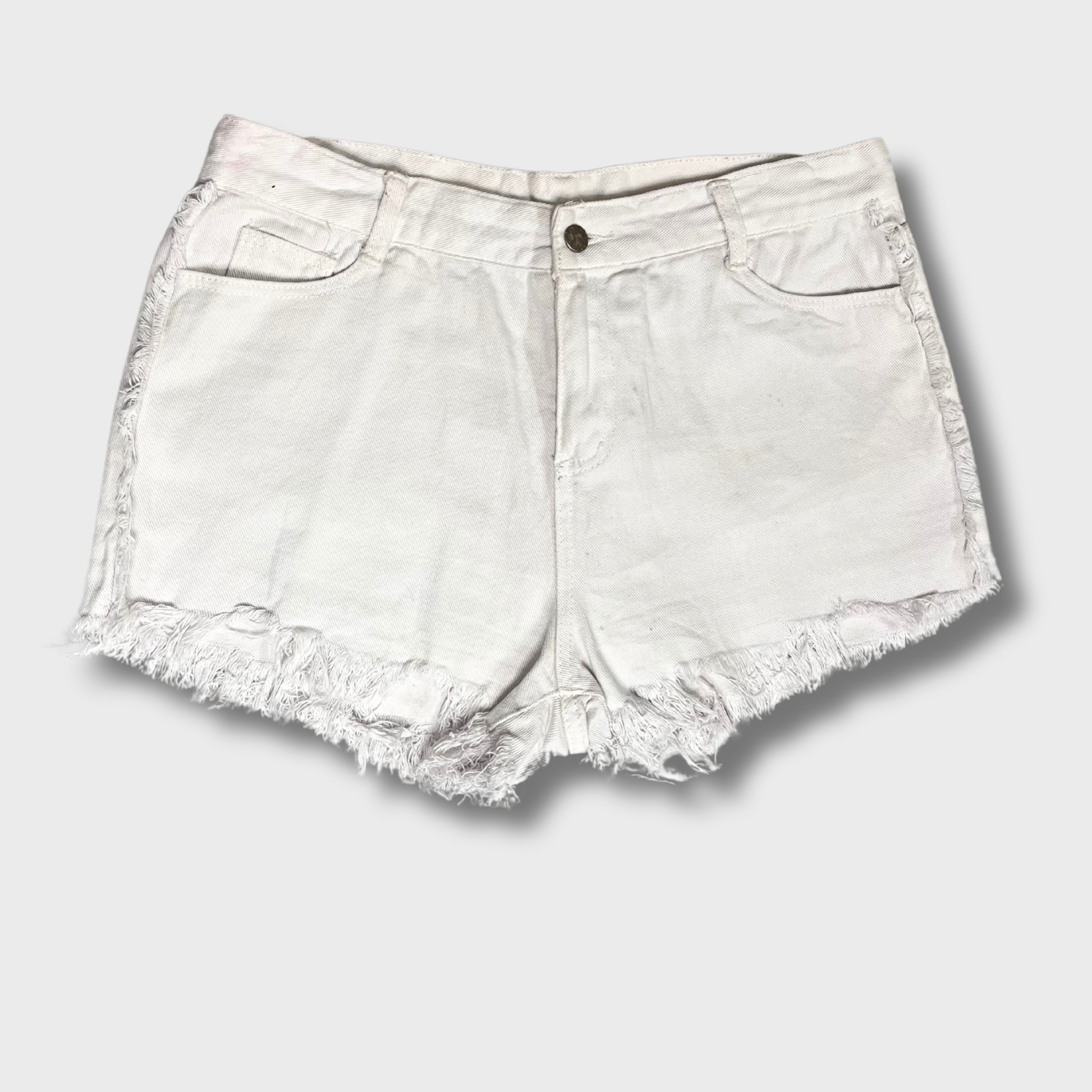 Women’s White Ripped Denim Shorts – Size 34 Waist | Sublevel® Distressed Stylish Comfort