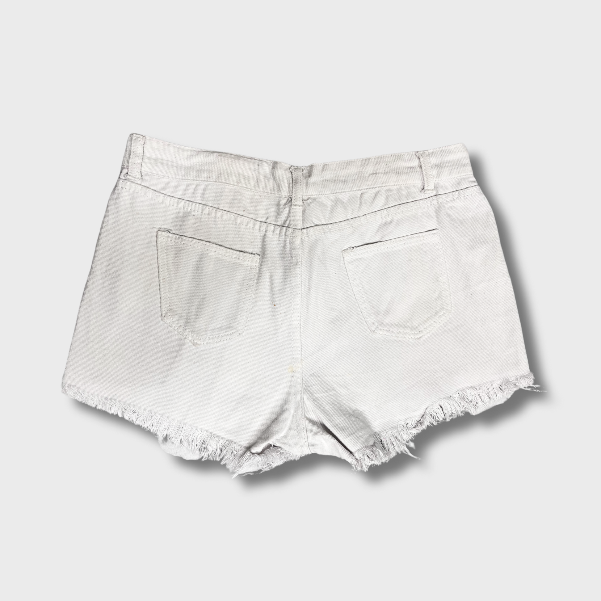 Women’s White Ripped Denim Shorts – Size 34 Waist | Sublevel® Distressed Stylish Comfort