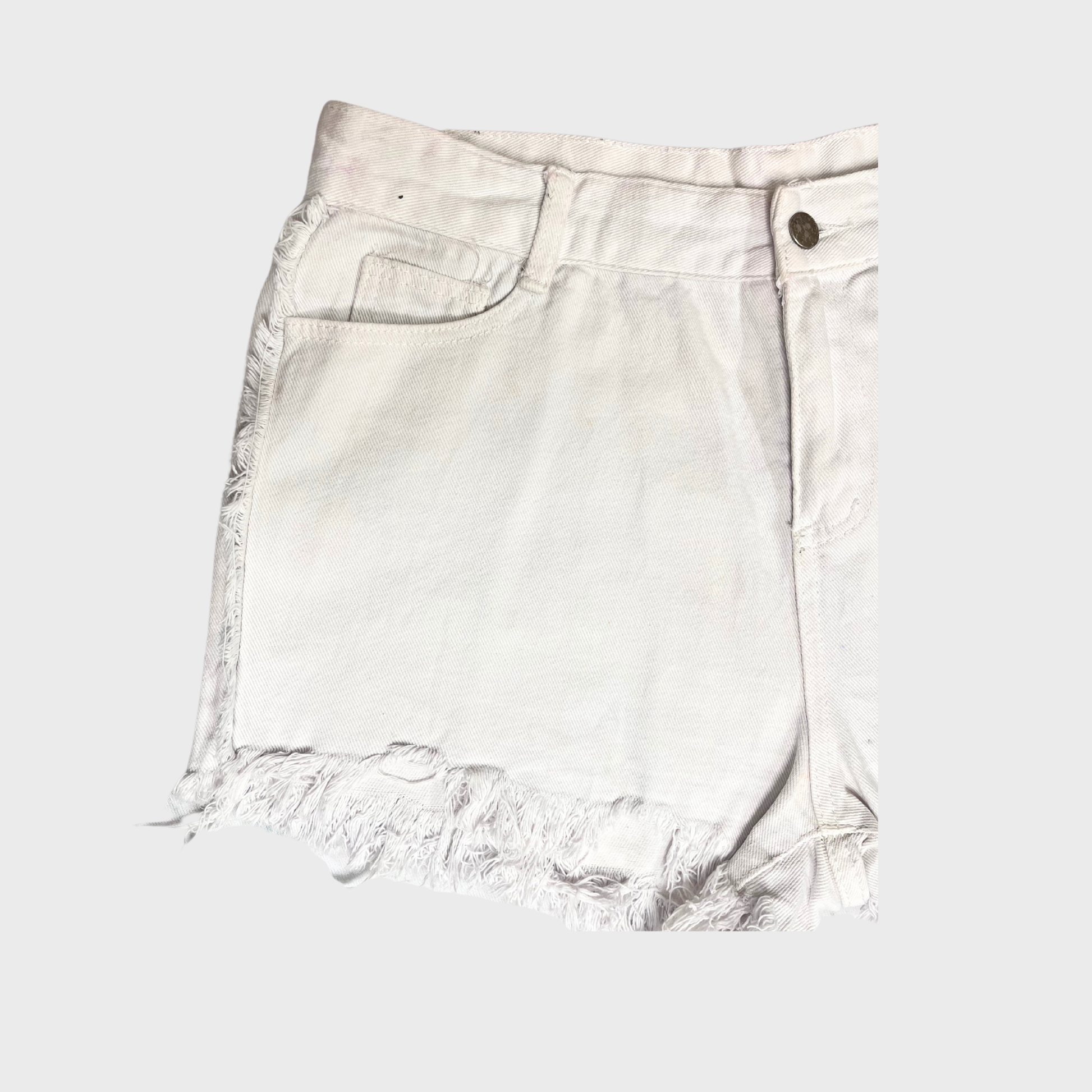 Women’s White Ripped Denim Shorts – Size 34 Waist | Sublevel® Distressed Stylish Comfort